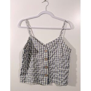 Indigo Rising Gingham Tank Top with Adjustable Straps Size Medium Periwinkle